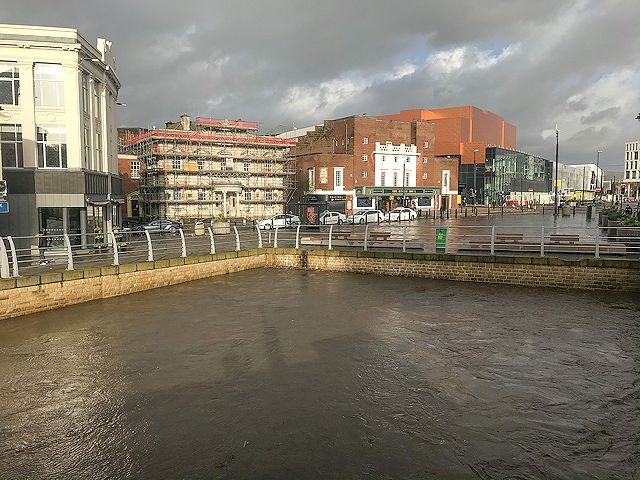 The Roch looking high in Rochdale town centre on Sunday (9 February)