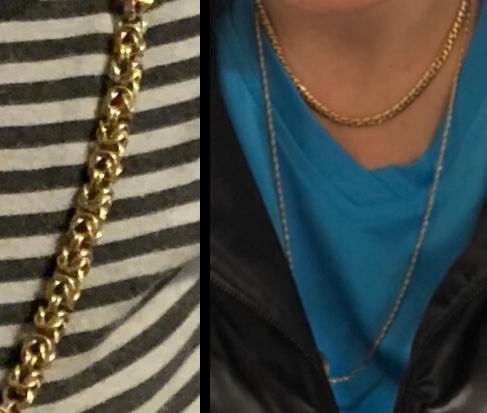 Two necklaces taken during the burglary
