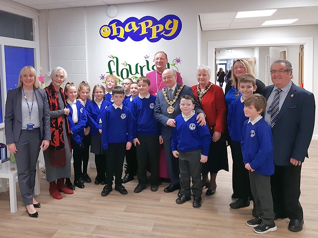 Mayor Billy Sheerin was invited to the official opening of a classroom extension at St Luke's Primary, Heywood