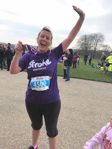 Jade Minchin was inspired to sign up after her husband Andy had a stroke in June 2018 (pictured after last year's run)