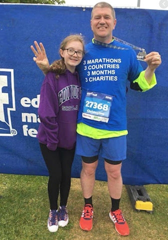 Chris Furlong after the 2018 Edinburgh, with his daughter, Caitlin