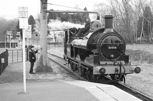 The 1881 built steam locomotive number 752 temporarily numbered 51456 at Heywood station on a running-in trip February 2020   