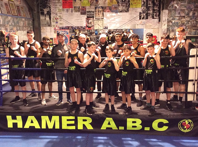 Hamer Boxing team with Britannia Metals representatives Andy and Jonathan Wilson 