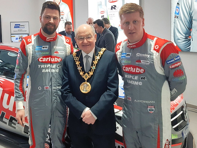 Mayor Sheerin visited Tetrosyl for the launch of the Tetrosyl sponsored car which will be driven by Adam Morgan and Dan Rowbottom (pictured) during the Kwik Fit British Touring Car Championship