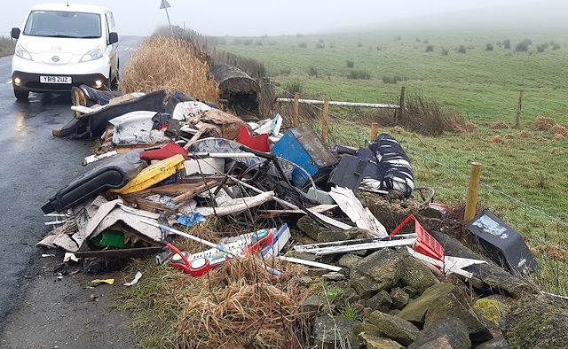 Flytipping on Ashworth Road, Norden, between Yates Farm and Wind Hill Farm