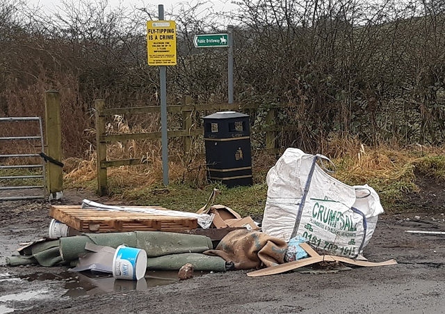 Flytipping on Ashworth Road, Norden, between Yates Farm and Wind Hill Farm