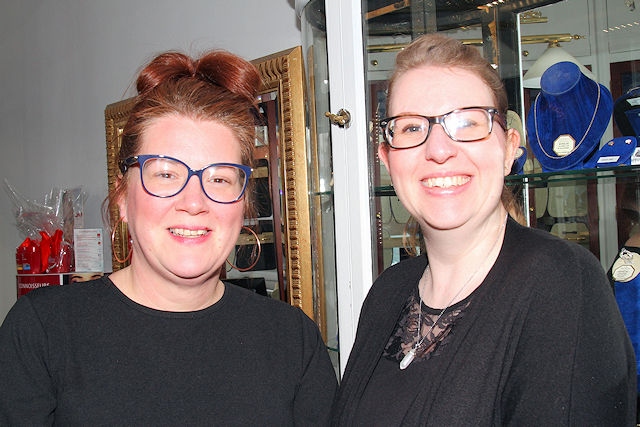 Sales assistant Leanne McClafferty (left) returned to the Yorkshire Street jewellers