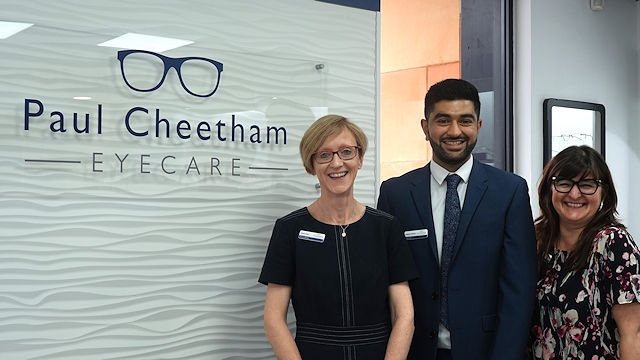 Optometrist Faheem Sarfraz, Practice Manager Karen Peel and Contact Lens Optician Lorraine Bradshaw
