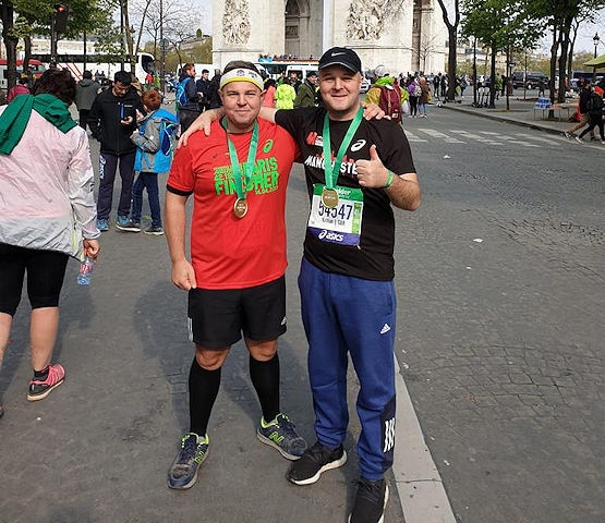 Nathan Richardson (right) and his brother after the Paris Marathon 2019