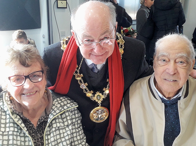 Mayor Billy Sheerin with Conrad Cole's grandparents, Mavis and Cyril