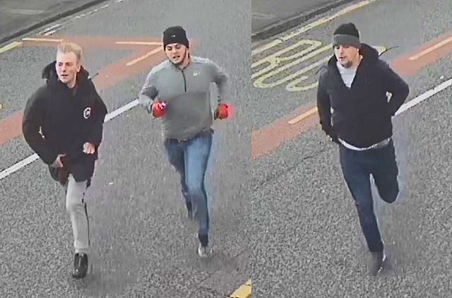 CCTV images of three males police want to speak to in connection with an attempted burglary in Runcorn