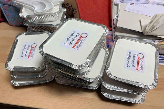 Meals were delivered to staff at Rochdale Infirmary by Humanity Care Relief