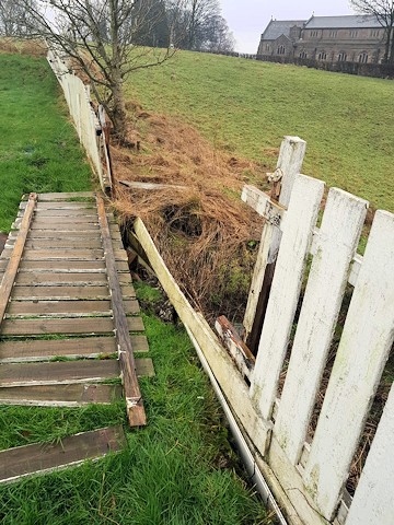 Damage at Thornham Cricket Club caused by Storm Ciara and Storm Dennis earlier this year