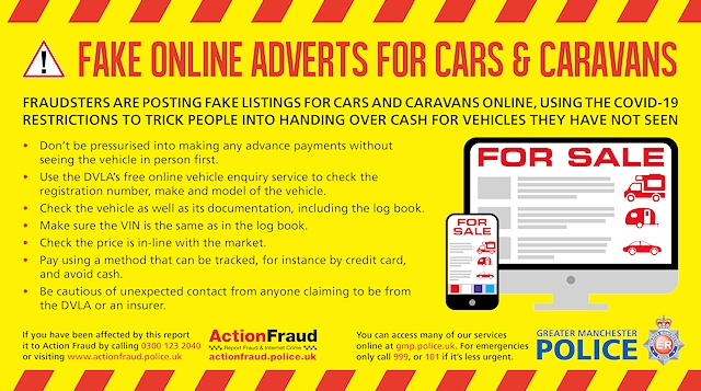 Be vigilant when buying a car or caravan online