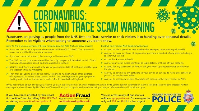 Fraudsters, posing as contact tracers from the NHS, are tricking people into handing over information