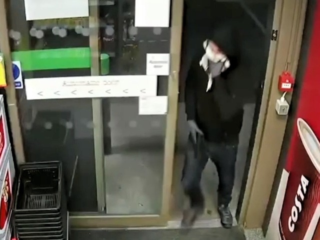 CCTV of the offender in an armed robbery at Greengate Service Station, Middleton