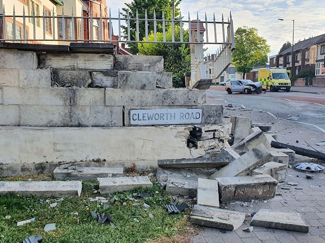 The damaged wall at Redcroft, former home of Edgar Wood