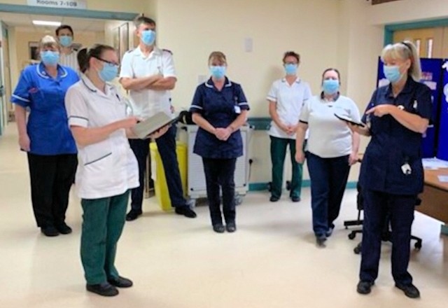 Staff at the Floyd Unit at Birch Hill Hospital with iPads