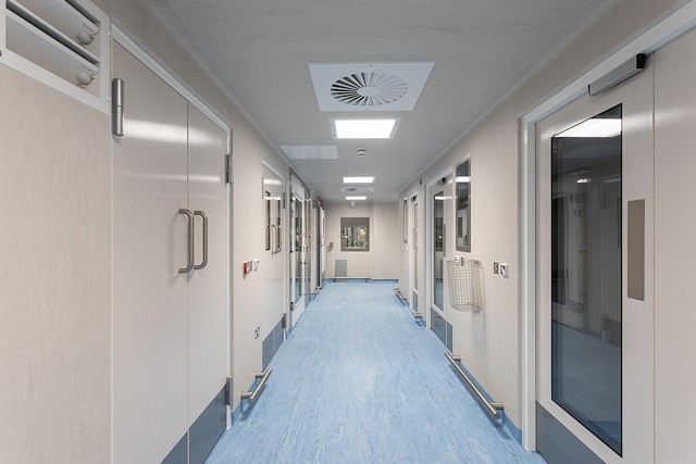 Corridor at new facility at Cobra Biologics