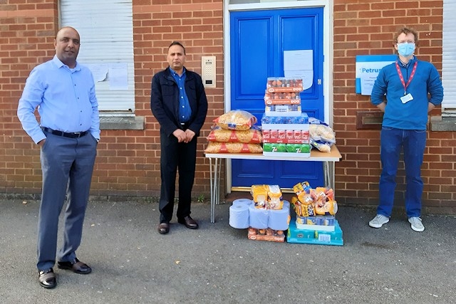 Councillor Aftab Hussain and Councillor Shakil Ahmed with Edmund Clout, Service Manager at Petrus