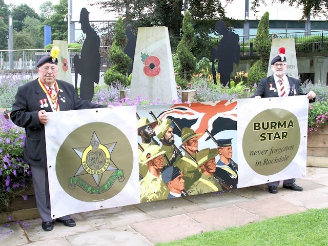 Peter Clegg and John Rodgers (Jnr) from Rochdale & District Fusiliers with the new banner