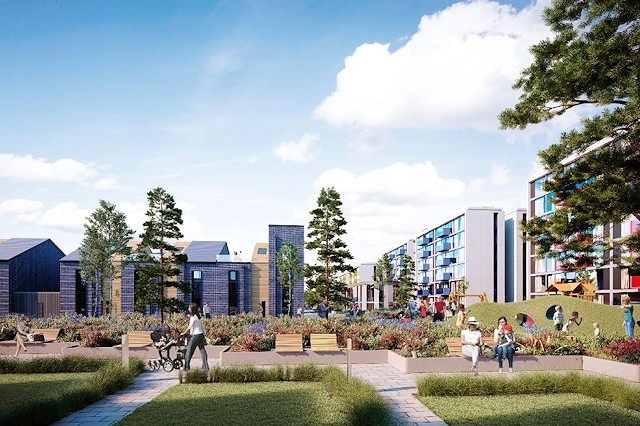 Artist's impression of the redevelopment of the former Central Retail Park site off Drake Street in Rochdale