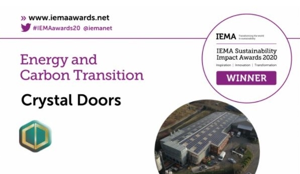 Crystal Doors won the Energy and Carbon Transition category in the virtual IEMA Sustainability Impact Awards 2020