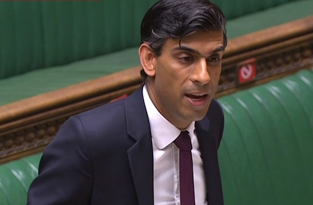 The Chancellor Rishi Sunak speaking in Parliament today