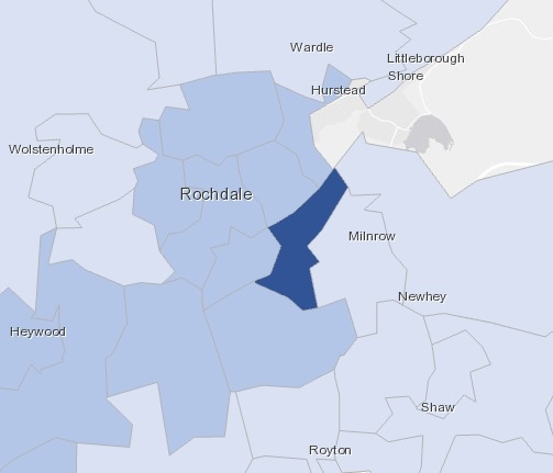 Public Health England map showing Kingsway in dark blue