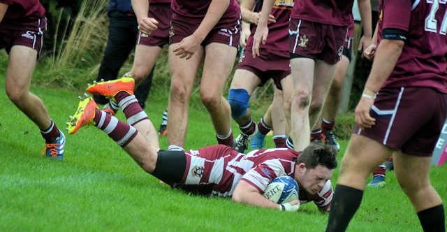 Myers scoring the second try for Rochdale Junior Colts
