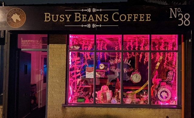 Busy Beans Coffee - both the Milnrow ‘Pink’ Hey and Little ‘Pink’ Borough campaigns see windows across the Pennines put on their very best pink displays throughout October