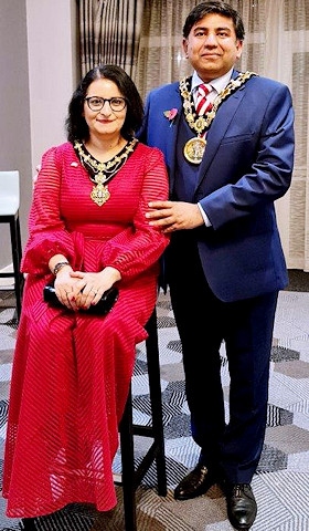 The Mayor and Mayoress of Rochdale, Councillor Aasim Rashid and his wife Rifit, at the annual MP's Dinner on 6 November hosted in aid of the Mayor's Charity Appeal