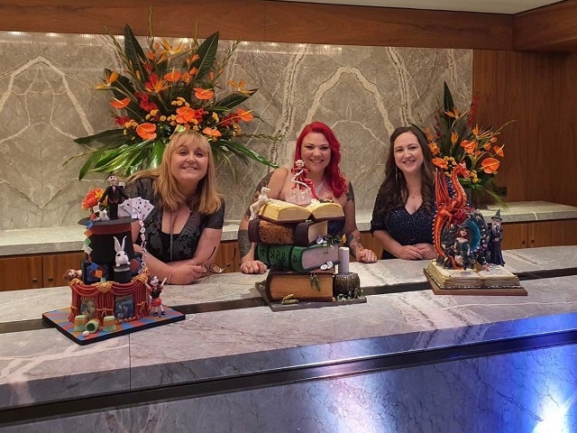 Johanna Moloney, Caketastic Creations, left, with fellow finalists Terrie Tang (right) and Victoria White (centre)