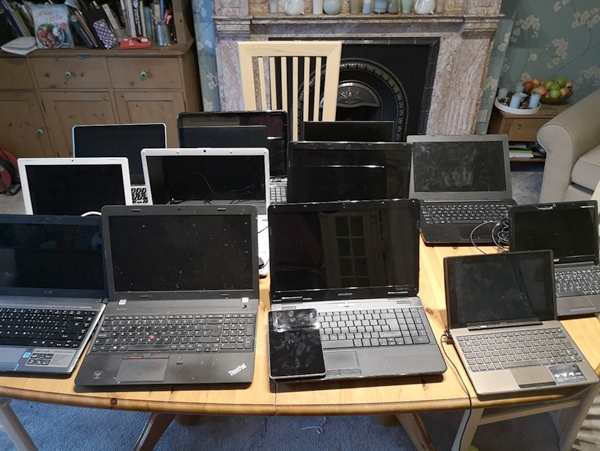 Some of the donated devices ready for refurbishment