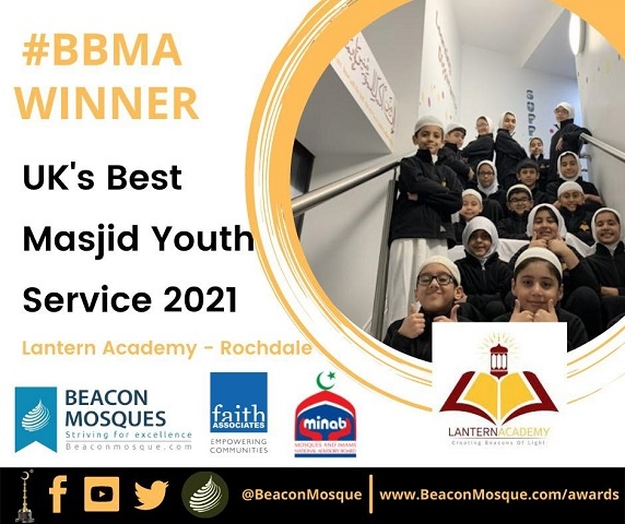 Lantern Academy has won an award for the Best Youth Service 2021 in the British Beacon Mosque Awards