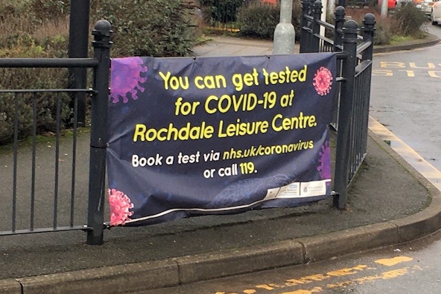 One of the borough's Covid-19 test centres is at Rochdale Leisure Centre