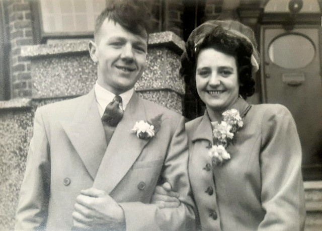 Gordon and Sheila Platt on their wedding day in 1951