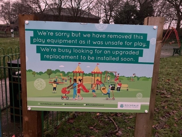 Springfield Park - sign to upgrade the play area