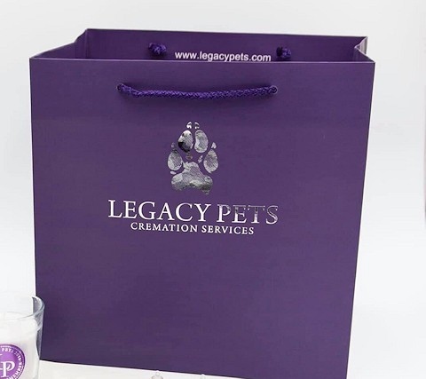 The ashes were in a scatter tube in a distinctive purple bag from Legacy Pets