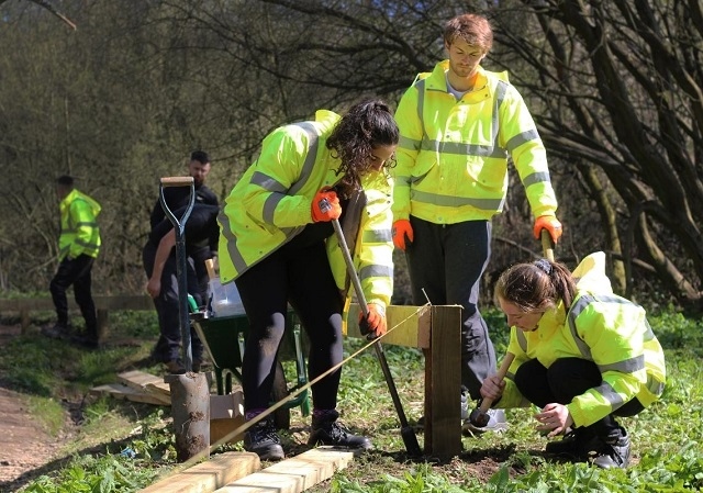 During their first week, the Kickstart cohort have been building a raised boardwalk at Boarshaw Clough in Middleton