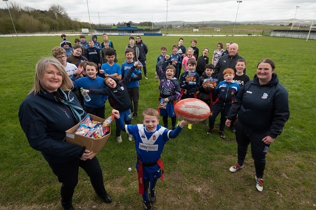 Russell Homes’ sales manager Jackie Matheson popped down one afternoon to meet the coaches and take the youngsters some tasty treats, and found herself joining in with some of the drills