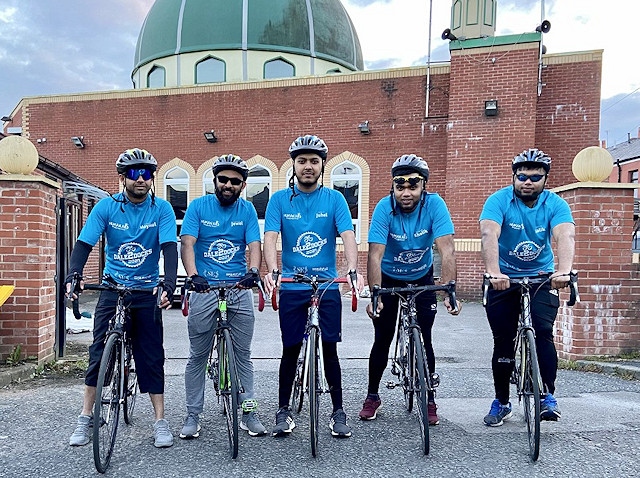 Human Aid UK volunteers Abdul Khalik, Jewel Choudhury, Moynul Haque, Salik Rahman, and Juhel Miah will cycle from Rochdale to Liverpool for charity