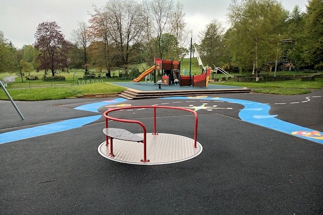 The new play area features an inclusive roundabout