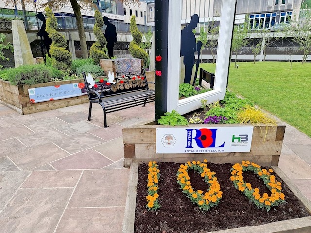 The new display commemorating the centenary of the Royal British Legion at Rochdale memorial gardens