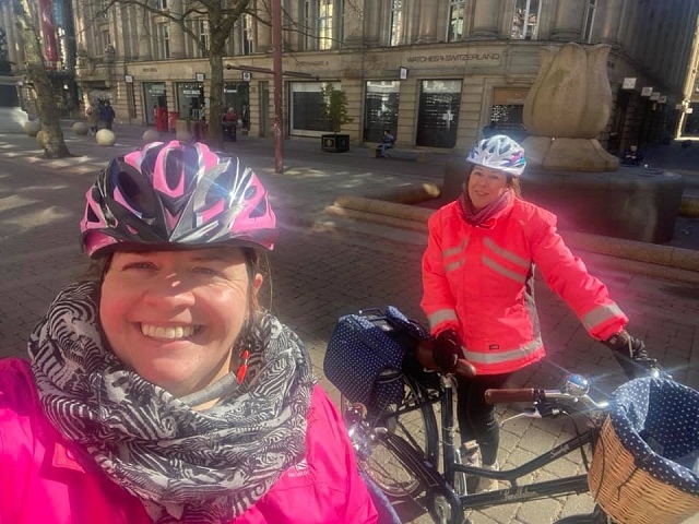 Alison McGuigan on a bike ride with sister-in-law Sharon Cordwell