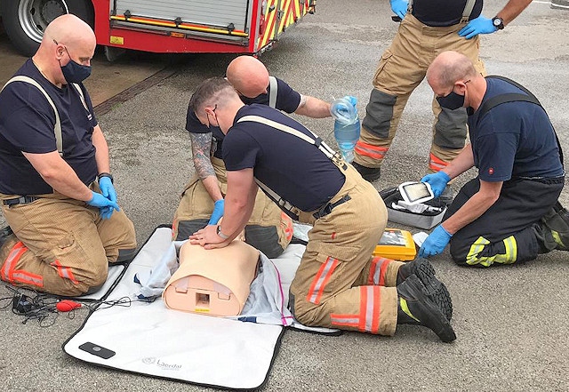 GMFRS firefighters practised CPR during a routine training exercise on Monday 14 June