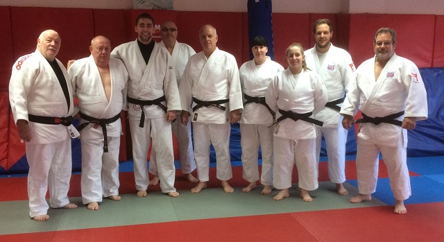 Mick, second from the left, part of the coaching team at Rochdale Judo Club