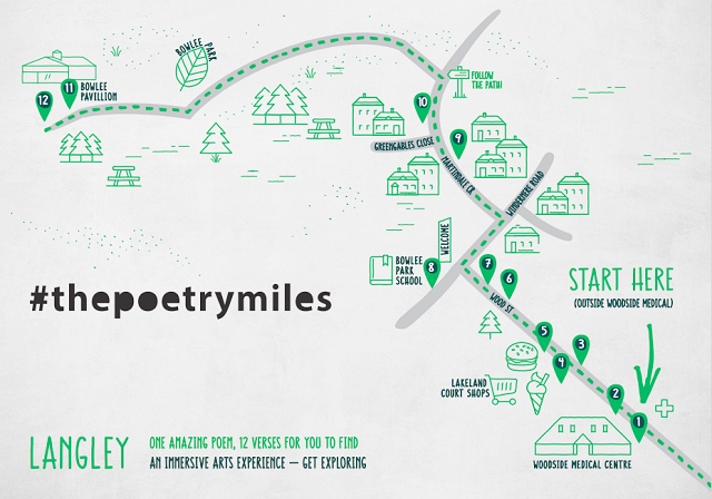 The Poetry Miles map for Langley, Middleton