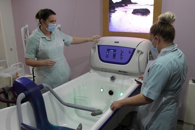 The hospice has been able to install a new bath (pictured), replacement beds and hoists
