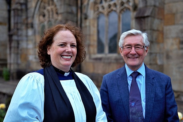 Rev Anne Gilbert with Sir Tony Lloyd MP